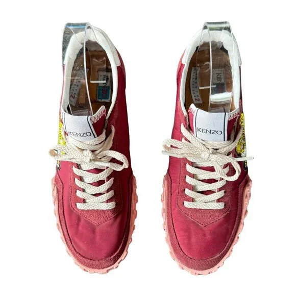 Kenzo Move Sneakers Red and Pink Retro Style with Tiger Patch Womens Size 38 - Picture 5 of 9